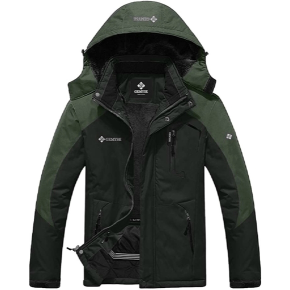 GEMYSE Men's M Mountain Waterproof Ski Snow Black Green WinterJacket - Picture 2 of 15